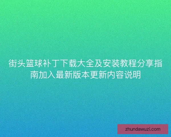街头篮球补丁下载大全及安装教程分享指南加入最新版本更新内容说明