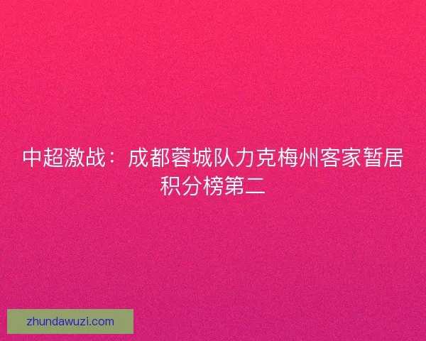 中超激战：成都蓉城队力克梅州客家暂居积分榜第二