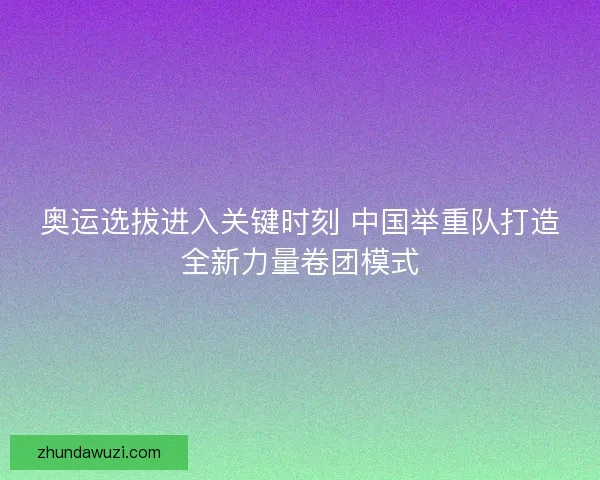 奥运选拔进入关键时刻 中国举重队打造全新力量卷团模式 奥运选拔进入关键时刻 中国举重队打造全新力量卷团模式