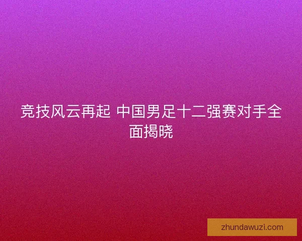 竞技风云再起 中国男足十二强赛对手全面揭晓