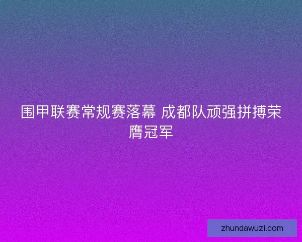 围甲联赛常规赛落幕 成都队顽强拼搏荣膺冠军 围甲联赛常规赛落幕 成都队顽强拼搏荣膺冠军